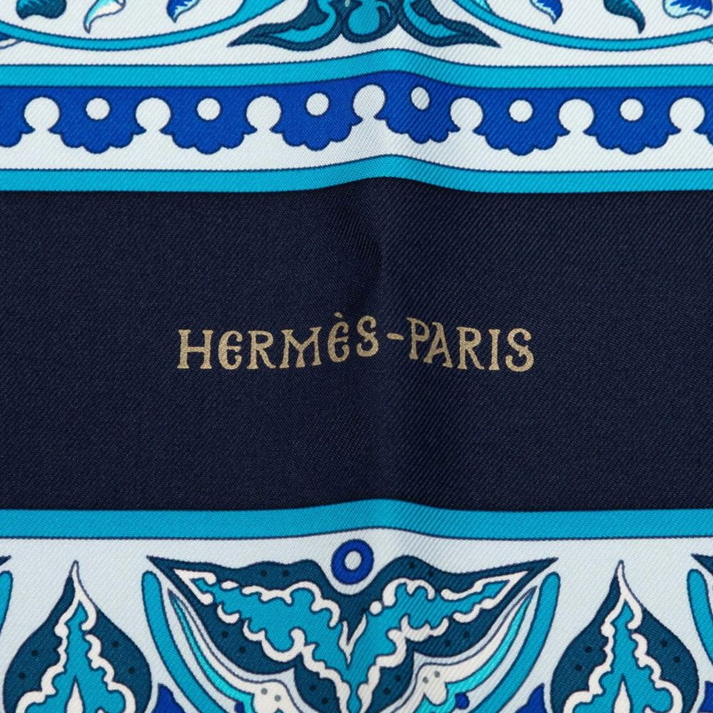 HERMES Blue Silk Scarf - Picture 5 of 9